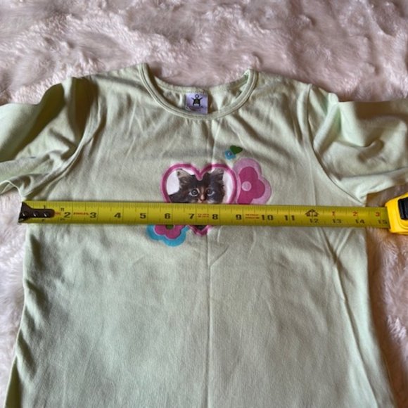 2/$30 Please Mum Light Green LS Cat with Hearts Girls Shirt Size M - Picture 4 of 10